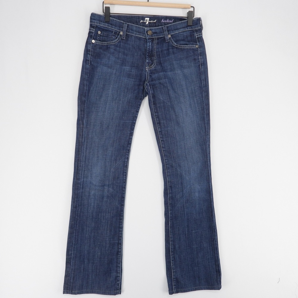 7 For All Mankind Original Bootcut Jeans Womens 29 Blue Dark Wash Stretch USA